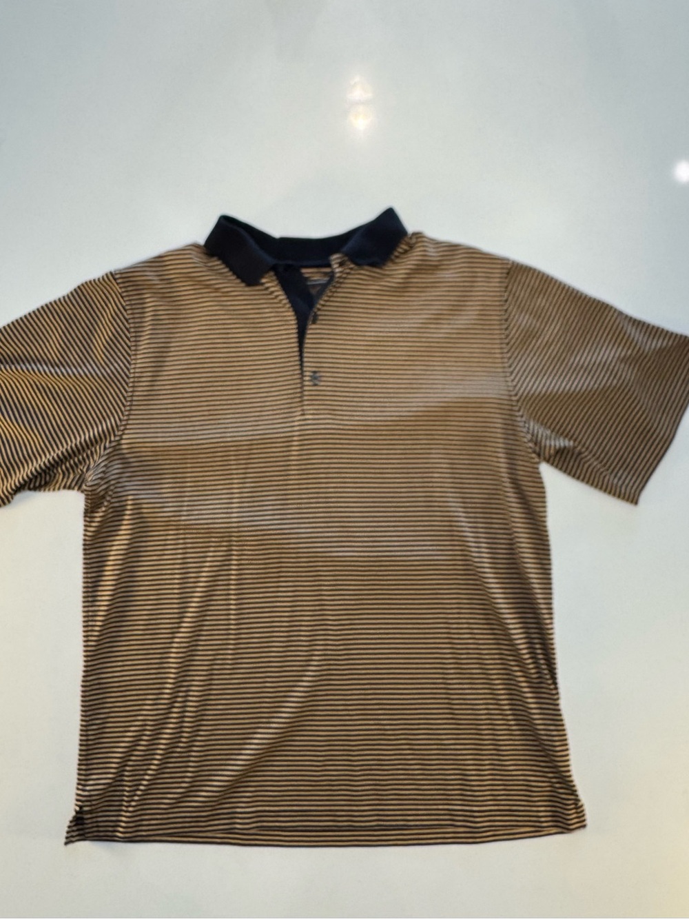 Greg Norman Collection Brown and Black Striped Polo